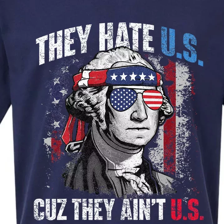 They Hate Us Cuz They AinT Us Usa American Flag Sueded Cloud Jersey T-Shirt