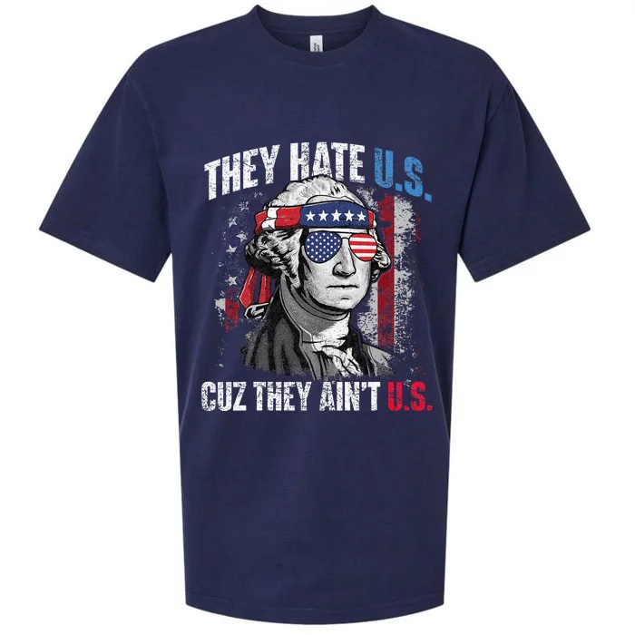 They Hate Us Cuz They AinT Us Usa American Flag Sueded Cloud Jersey T-Shirt