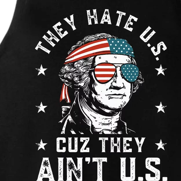 They Hate Us Cuz They Ain't Us Funny 4th of July Ladies Tri-Blend Wicking Tank