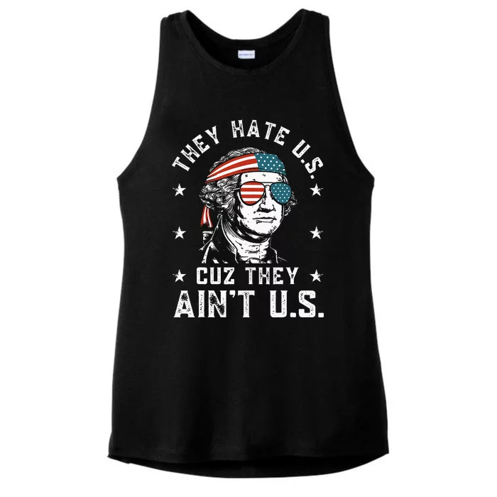 They Hate Us Cuz They Ain't Us Funny 4th of July Ladies Tri-Blend Wicking Tank