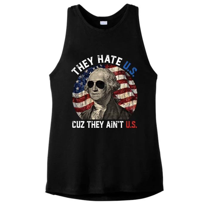 They Hate Us Cuz They AinT Us Usa American Flag 4th Of July Ladies Tri-Blend Wicking Tank