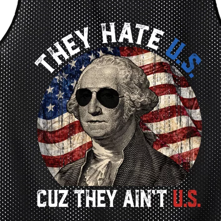 They Hate Us Cuz They AinT Us Usa American Flag 4th Of July Mesh Reversible Basketball Jersey Tank