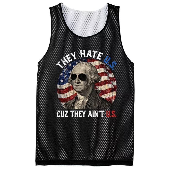 They Hate Us Cuz They AinT Us Usa American Flag 4th Of July Mesh Reversible Basketball Jersey Tank