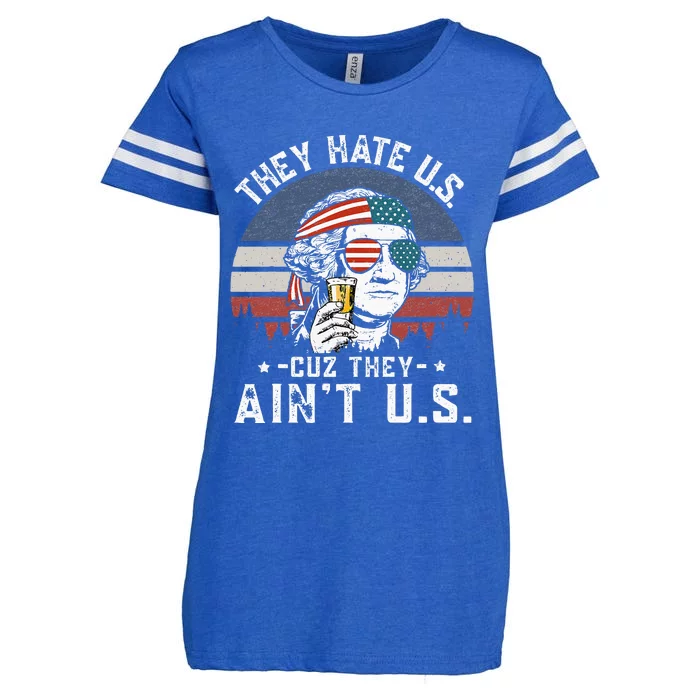 They Hate Us Cuz They Ain't Us Funny Fourth 4th of July Enza Ladies Jersey Football T-Shirt