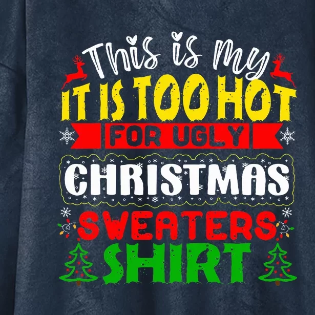 TOO HOT UGLY Christmas Sweaters Funny Xmas Family Hooded Wearable Blanket