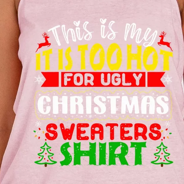 TOO HOT UGLY Christmas Sweaters Funny Xmas Family Women's Knotted Racerback Tank