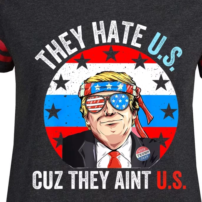 They Hate Us Cuz They Aint Us Funny 4th Of July USA Enza Ladies Jersey Football T-Shirt