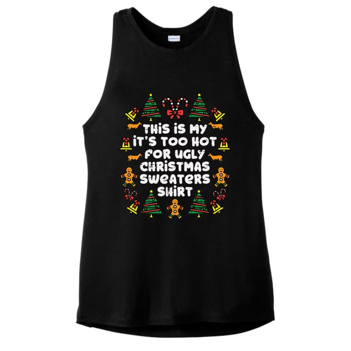 Too Hot Ugly Christmas Sweaters Funny Xmas Men Women Family Ladies Tri-Blend Wicking Tank