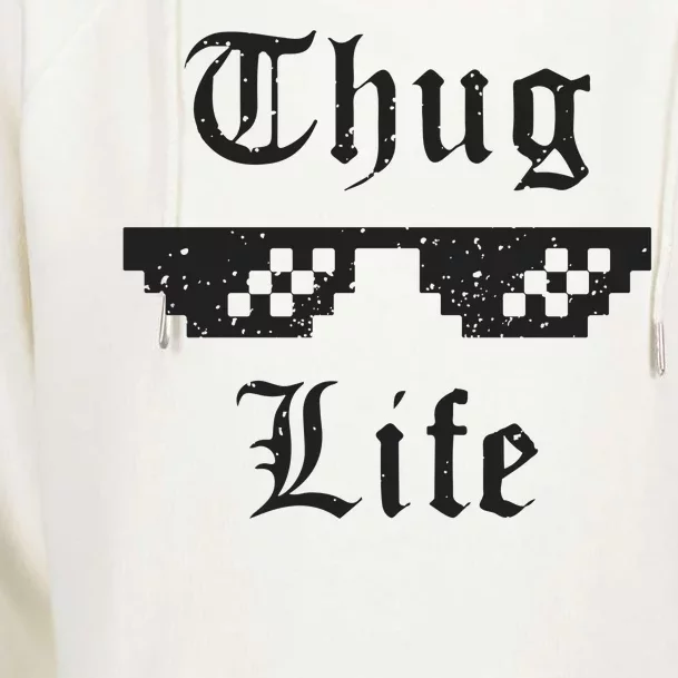 Thug Life Retro Glasses Meme Womens Funnel Neck Pullover Hood