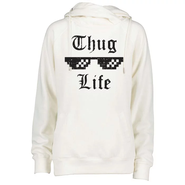 Thug Life Retro Glasses Meme Womens Funnel Neck Pullover Hood