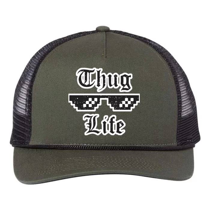 Thug Life Retro Glasses Meme Retro Rope Trucker Hat Cap