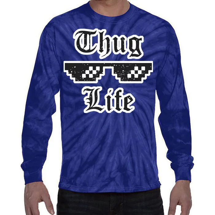 Thug Life Retro Glasses Meme Tie-Dye Long Sleeve Shirt