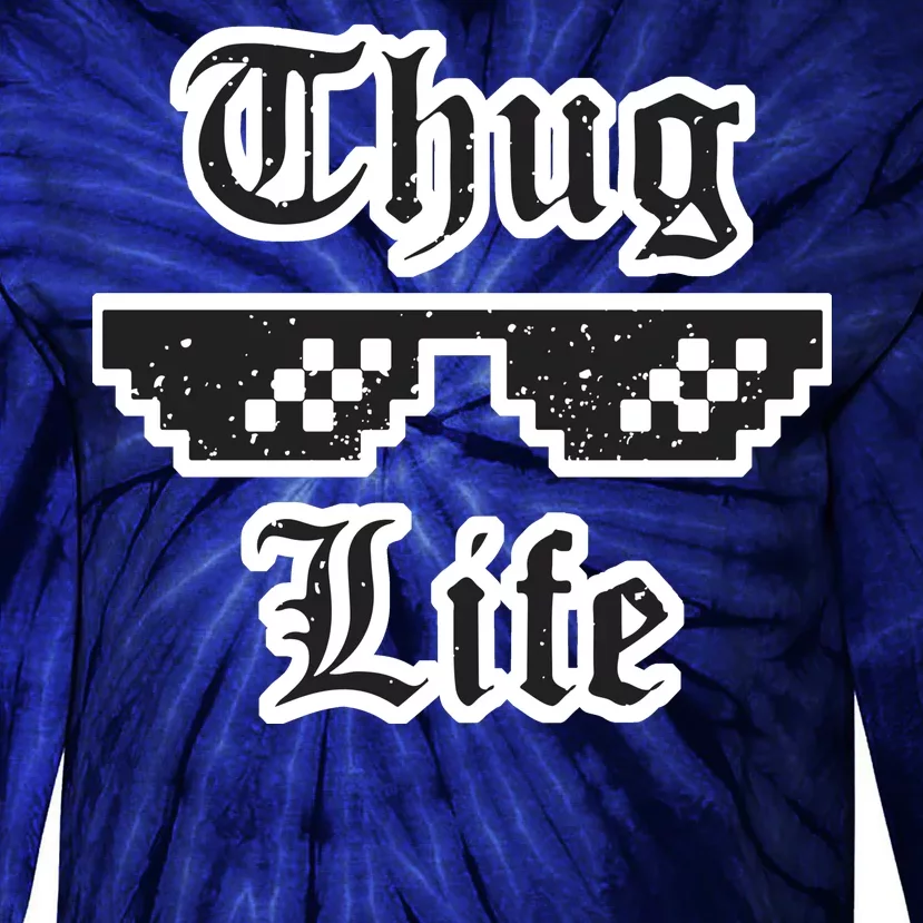 Thug Life Retro Glasses Meme Tie-Dye Long Sleeve Shirt