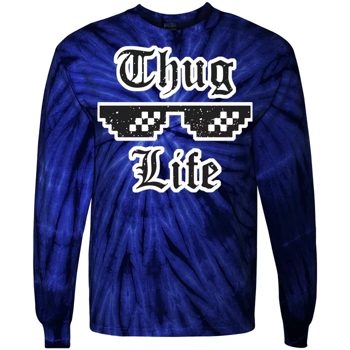 Thug Life Retro Glasses Meme Tie-Dye Long Sleeve Shirt