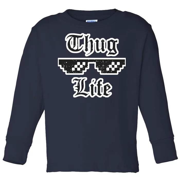 Thug Life Retro Glasses Meme Toddler Long Sleeve Shirt