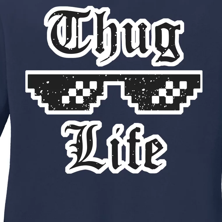 Thug Life Retro Glasses Meme Ladies Long Sleeve Shirt