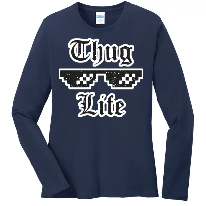 Thug Life Retro Glasses Meme Ladies Long Sleeve Shirt