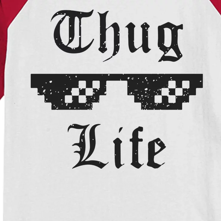 Thug Life Retro Glasses Meme Kids Colorblock Raglan Jersey