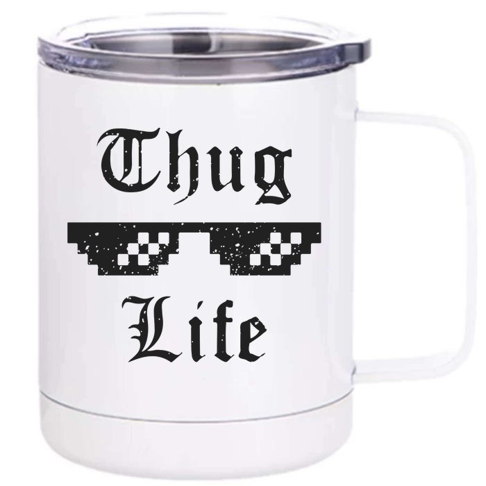 Thug Life Retro Glasses Meme Front & Back 12oz Stainless Steel Tumbler Cup