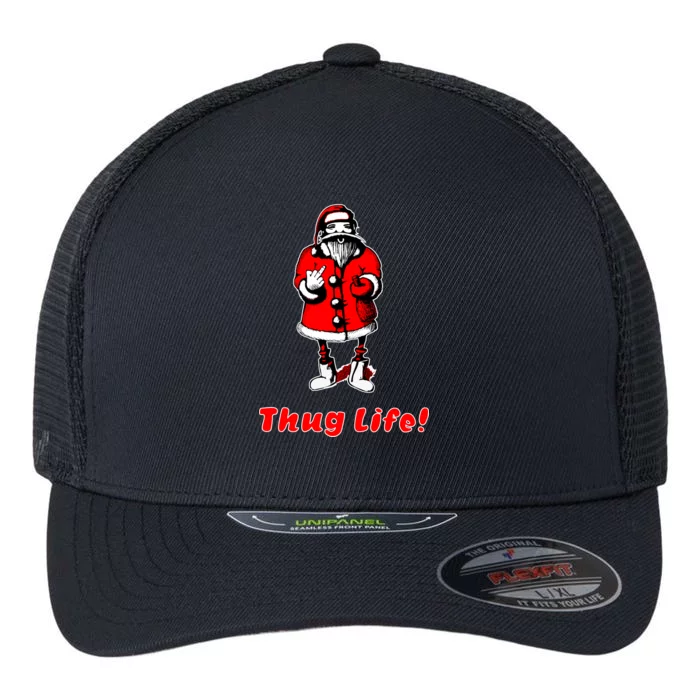 Thug Life Santa Claus Finger Christmas Flexfit Unipanel Trucker Cap