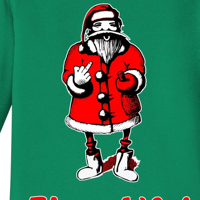 Thug Life Santa Claus Finger Christmas Baby Long Sleeve Bodysuit