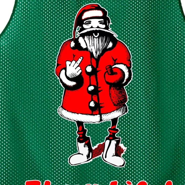 Thug Life Santa Claus Finger Christmas Mesh Reversible Basketball Jersey Tank