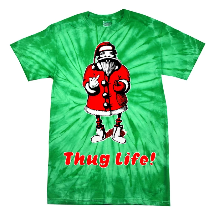 Thug Life Santa Claus Finger Christmas Tie-Dye T-Shirt