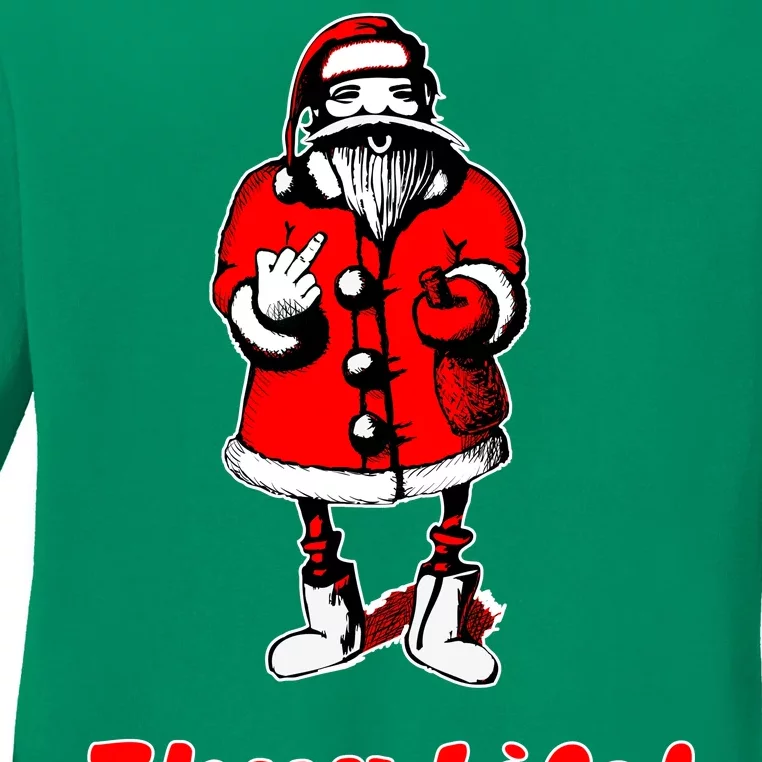 Thug Life Santa Claus Finger Christmas Ladies Long Sleeve Shirt