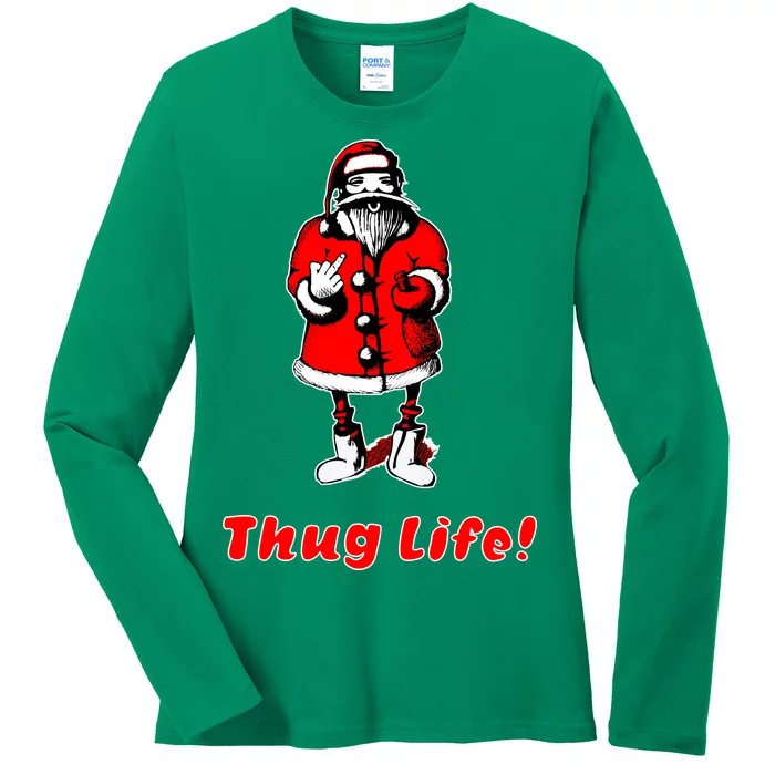 Thug Life Santa Claus Finger Christmas Ladies Long Sleeve Shirt