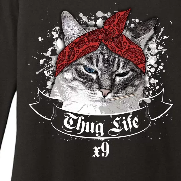 Thug Life X9 Gangster Cat Womens CVC Long Sleeve Shirt