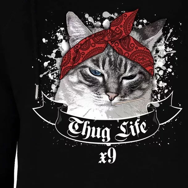 Thug Life X9 Gangster Cat Womens Funnel Neck Pullover Hood