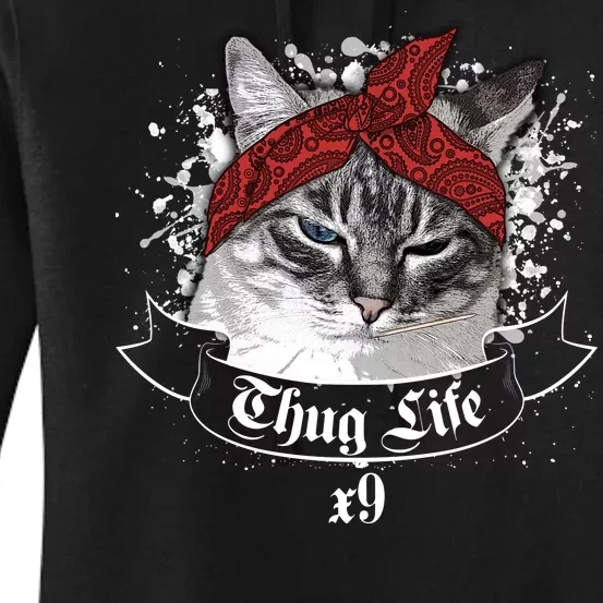 Thug Life X9 Gangster Cat Women's Pullover Hoodie