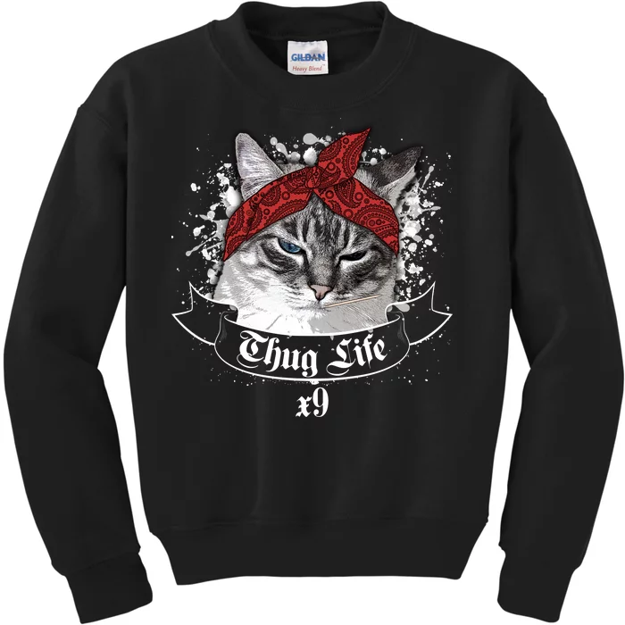 Thug Life X9 Gangster Cat Kids Sweatshirt