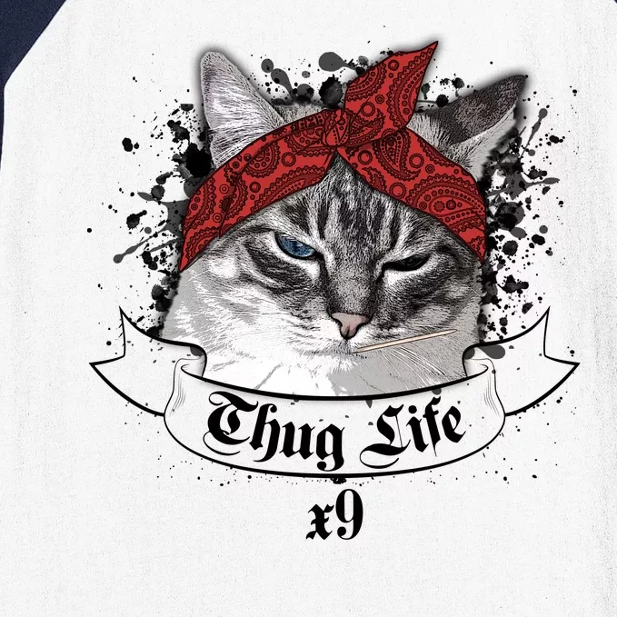 Thug Life X9 Gangster Cat Baseball Sleeve Shirt