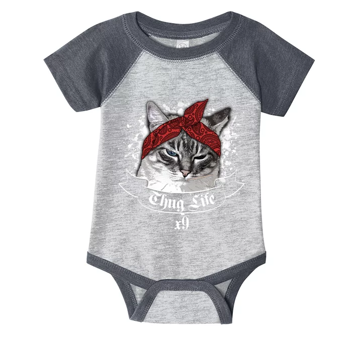 Thug Life X9 Gangster Cat Infant Baby Jersey Bodysuit