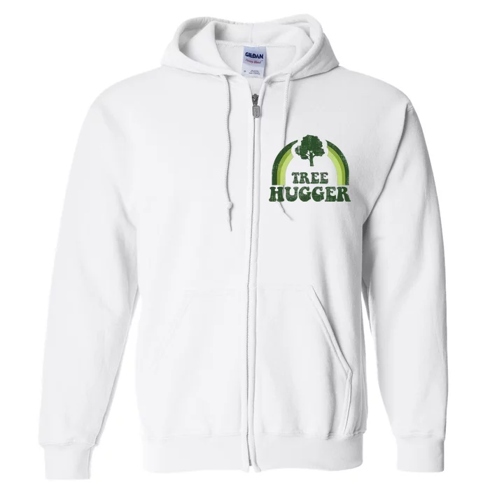 Tree Hugger Vintage Retro Nature Environmental Earth Day Full Zip Hoodie