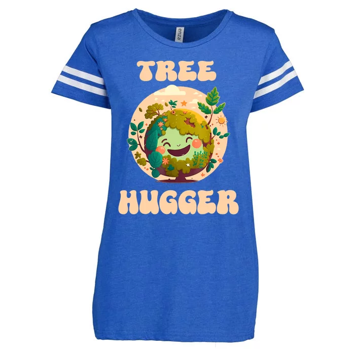 Tree Hugger Vintage Retro Nature Environmental Earth Day Enza Ladies Jersey Football T-Shirt