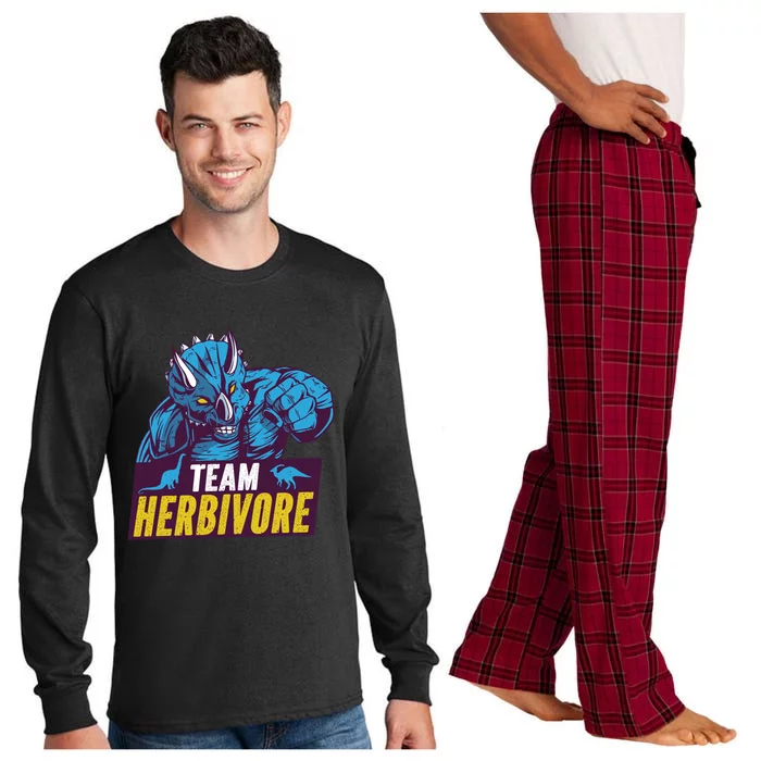 Team Herbivore Vegan Dinosaur Vegetarians And Vegans Gift Long Sleeve Pajama Set