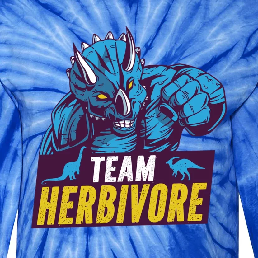 Team Herbivore Vegan Dinosaur Vegetarians And Vegans Gift Tie-Dye Long Sleeve Shirt