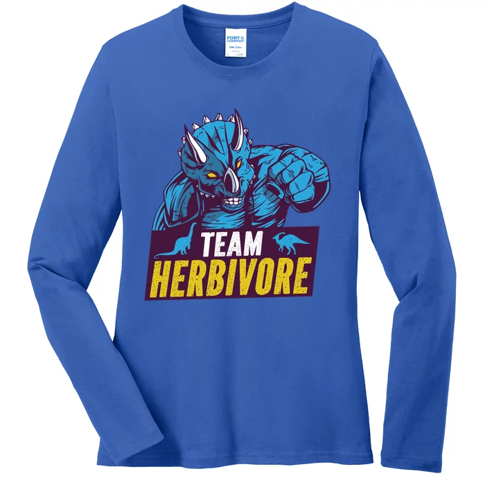 Team Herbivore Vegan Dinosaur Vegetarians And Vegans Gift Ladies Long Sleeve Shirt