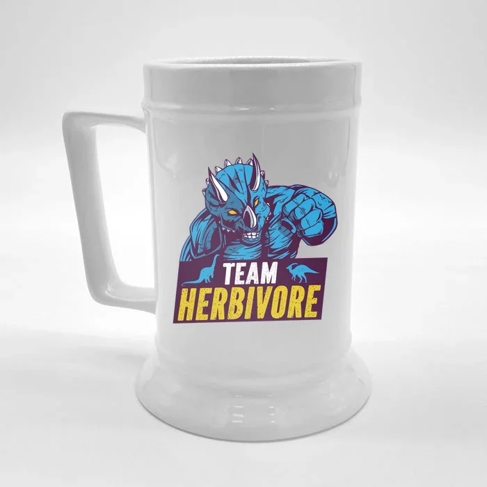 Team Herbivore Vegan Dinosaur Vegetarians And Vegans Gift Front & Back Beer Stein