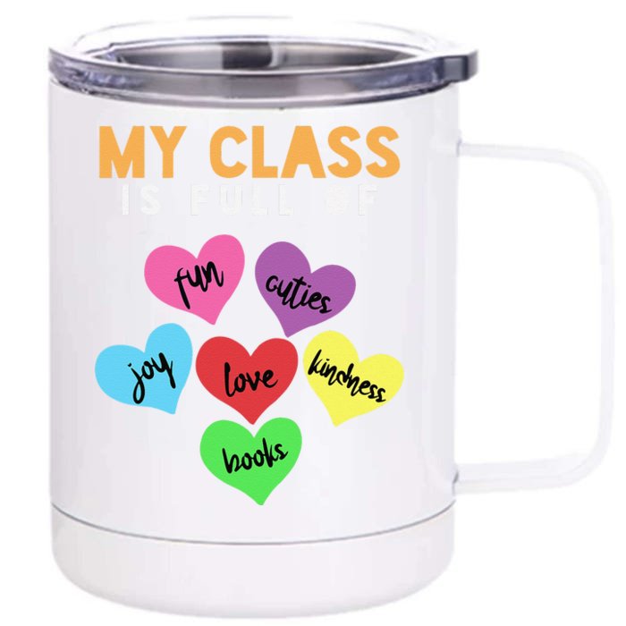 Teacher Hearts Valentines Gift Front & Back 12oz Stainless Steel Tumbler Cup