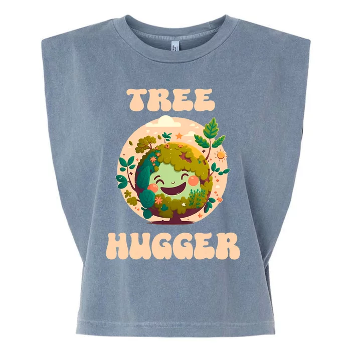 Tree Hugger Vintage Retro Nature Environmental Earth Day Garment-Dyed Women's Muscle Tee