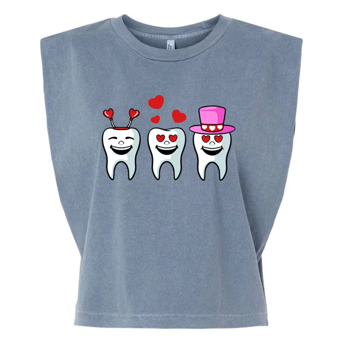 Tooth Hearts Valentines Day Cute Dentist Dental Hygienist Funny Gift Garment-Dyed Women's Muscle Tee