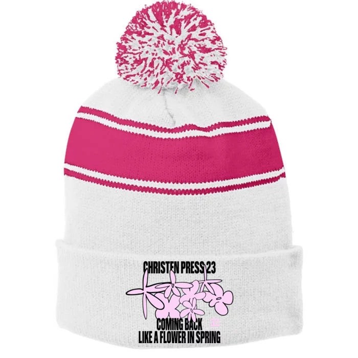 Tobin Heath Wearing Christen Press 23 Coming Back Like A Flower In Spring Stripe Pom Pom Beanie