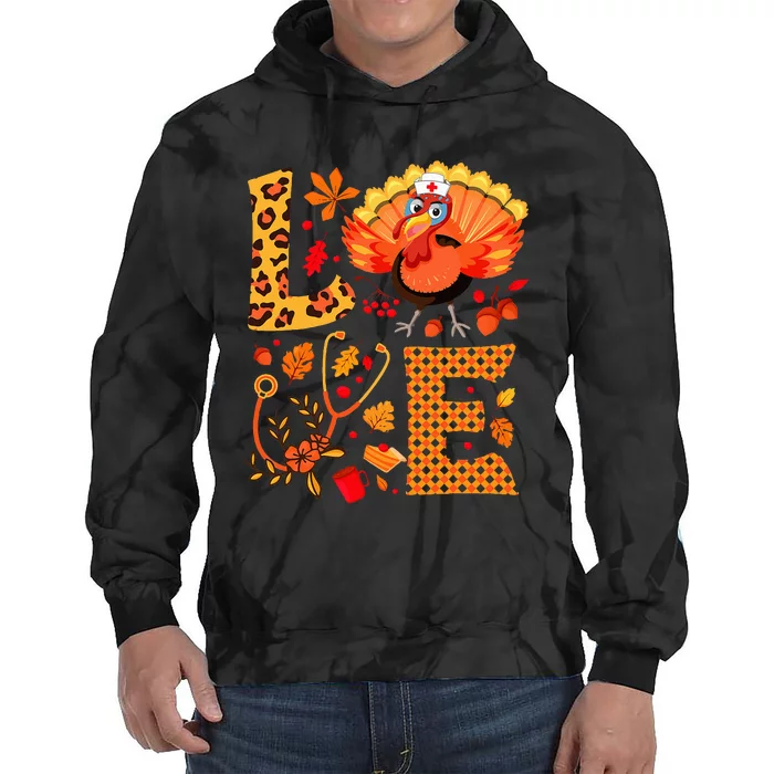 Thanksgiving  Health Worker Nursing Turkey Nurse Tie Dye Hoodie