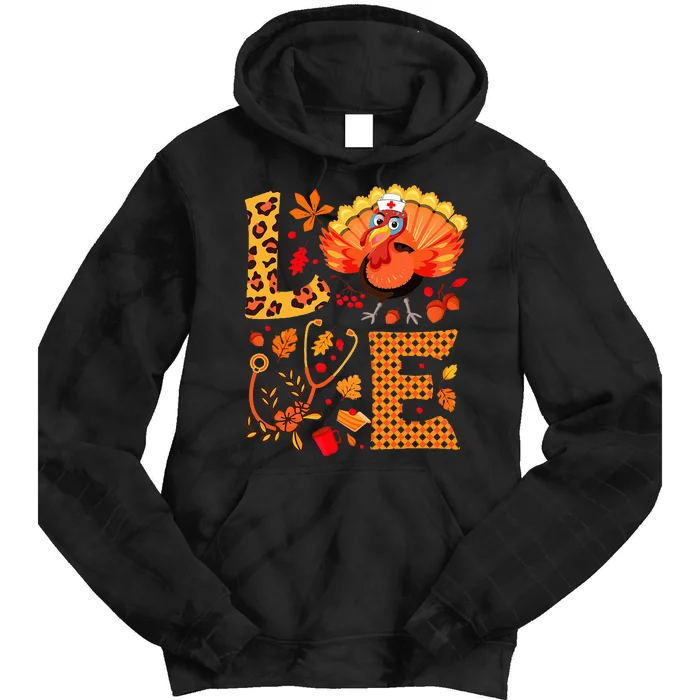 Thanksgiving  Health Worker Nursing Turkey Nurse Tie Dye Hoodie