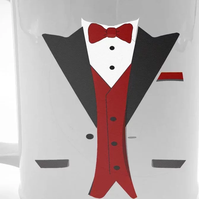 Tuxedo Halloween Wedding Groom Funny Red Costume Front & Back Beer Stein