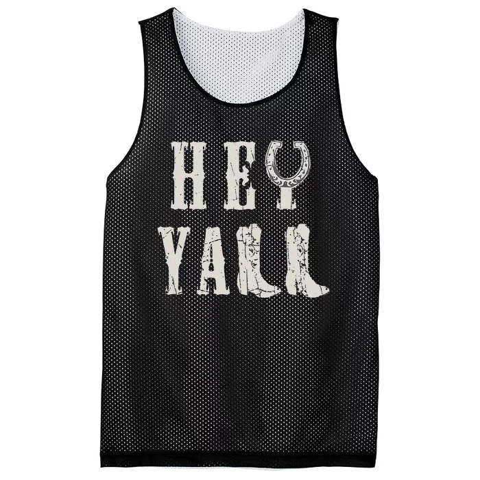 Trendy Hey Yall Horseshoe And Boots Quote Mesh Reversible Basketball Jersey Tank