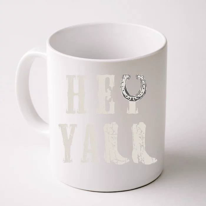 Trendy Hey Y'all Horseshoe And Boots Quote Front & Back Coffee Mug